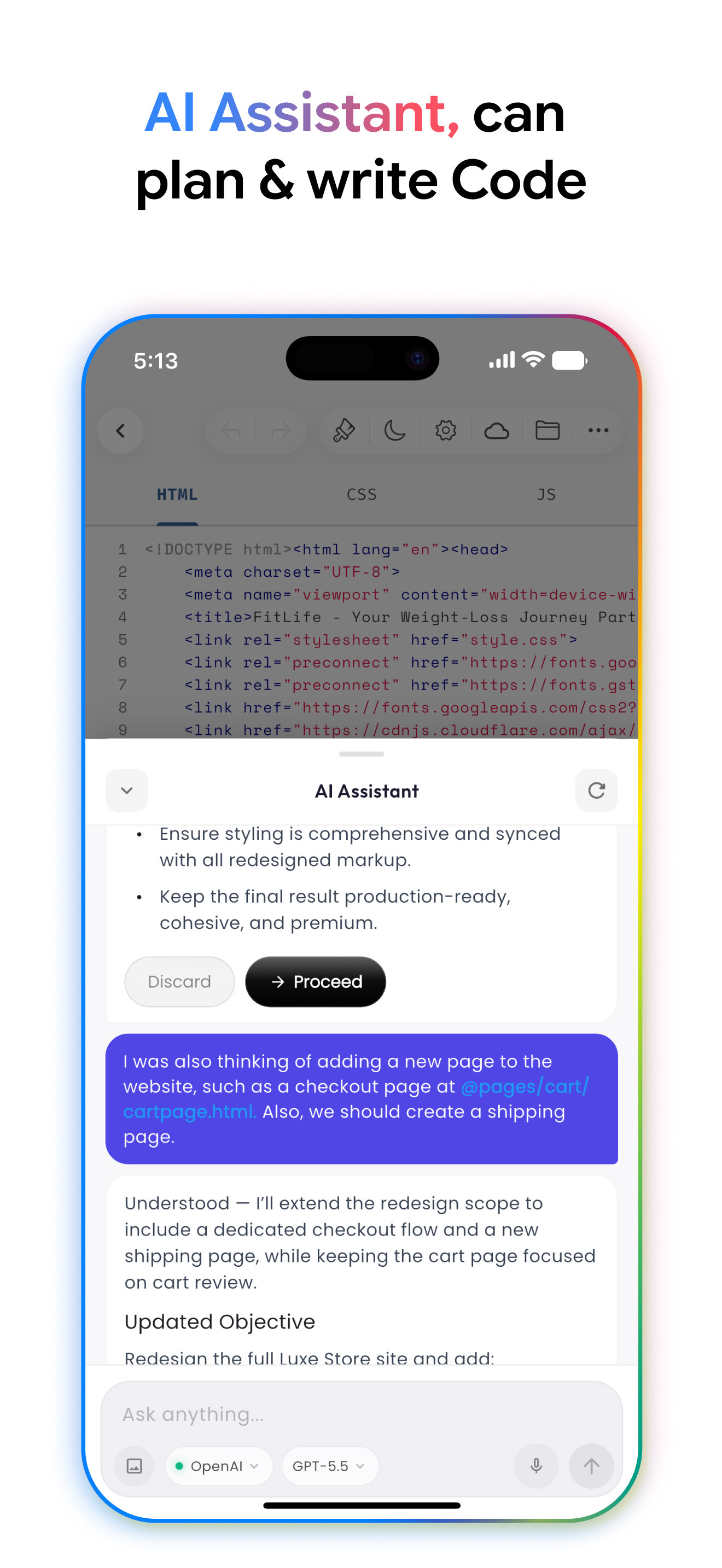 Web IDE app AI Features