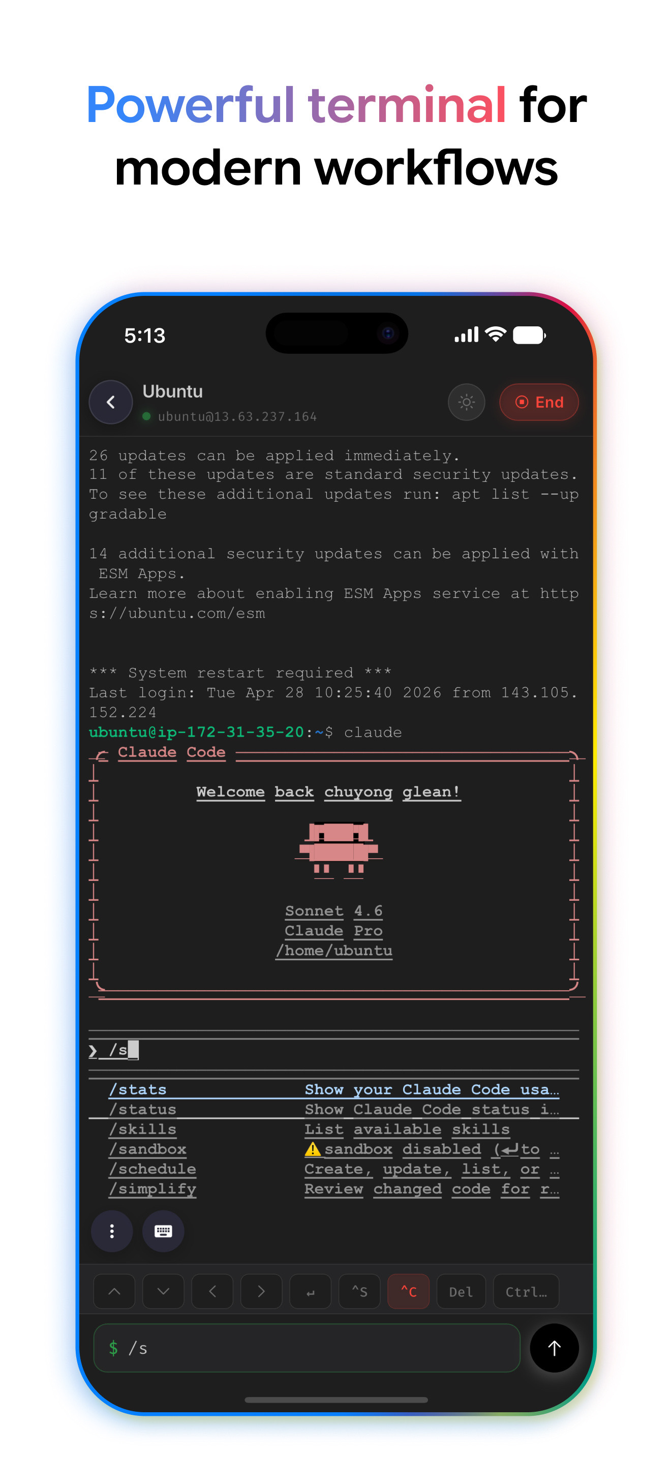 Web IDE app SSH Connection
